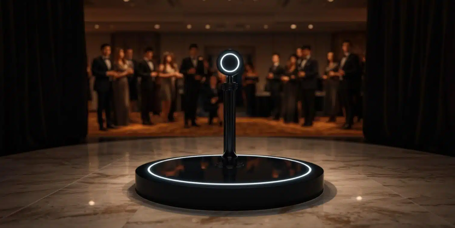 360 video booth σε λειτουργία σε εταιρική εκδήλωση 360 video booth σε λειτουργία σε εταιρική εκδήλωση